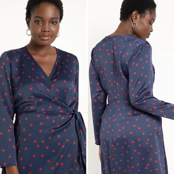 NEW Eloquii Tulip Hem Wrap Dress in Mandalay Dot, 28 - Picture 2 of 16